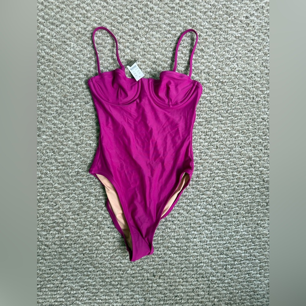 Magenta One-Piece Swimsuit with Built-In Cups